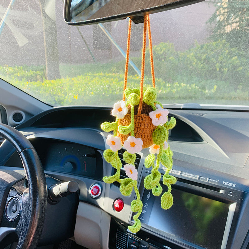 MeWaii® Handmade Crochet Flowers and Potted Plants Car Hanging