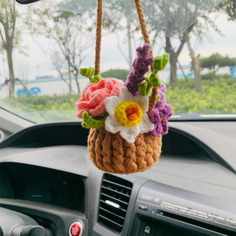 MeWaii® Handmade Crochet Flowers and Potted Plants Car Hanging