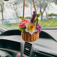 MeWaii® Handmade Crochet Flowers and Potted Plants Car Hanging