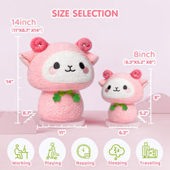 MeWaii® Mushroom Family Pink Sheep Kawaii Plush Pillow Squish Toy