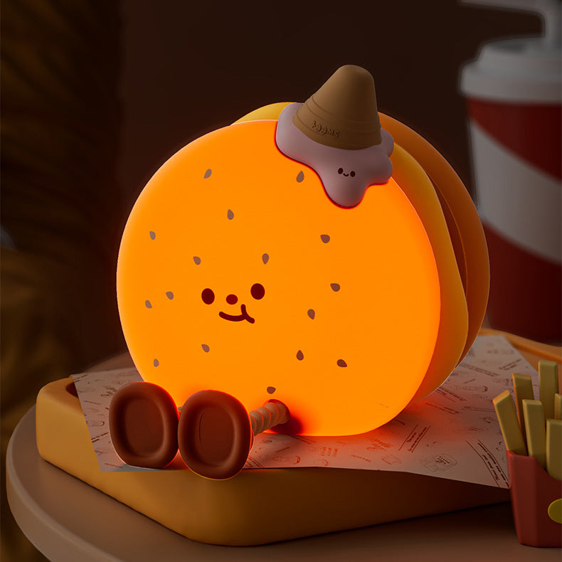 Squishy Silicone Hamburger LED Night Light - Perfect Gift for Kids and Girls