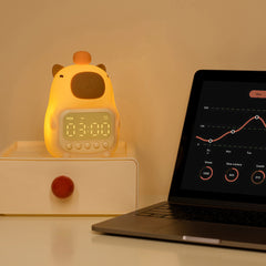 Huggwaii Squishy Silicone Capybara Alarm Clock LED Night Light - Perfect Gift for Kids and Girls