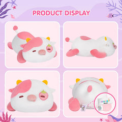 MeWaii® Cute Animal Strawberry Cow Plush Pillow Kawaii Plushies Stuffed Toys Squishy Plushies Cuddle Body Pillow