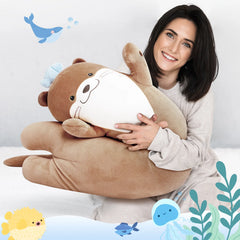 MeWaii® Loooong Family Original Design Fishy Otter Plush Long Stuffed Animal Kawaii Plush Pillow Squishy Toy
