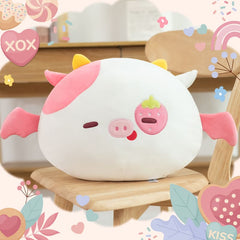 MeWaii® Throw Pillow Cushion Family Strawberry Cow Stuffed Animal Kawaii Plush Body Squishy Pillow