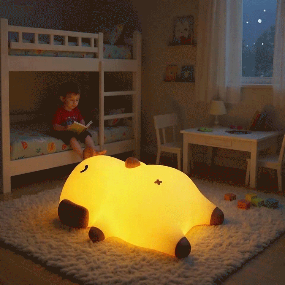 Sleeping Capybara Breathing Squishy Silicone Companion Sound LED Night Light Perfect Gift