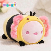 MeWaii® Fluffffy Family Pink Axolotl with Bee Hoodie Stuffed Animal Kawaii Plush Pillow Squishy Toy