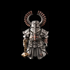 Kreuzritter-Figur, abnehmbarer Bronze-Stierhelm Ritter-Statuen-Set