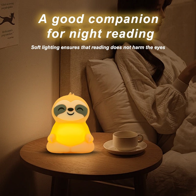 Meditating Sloth Squishy Silicone Calm Glow Night Light Sitting Pose Lamp Perfect Gift