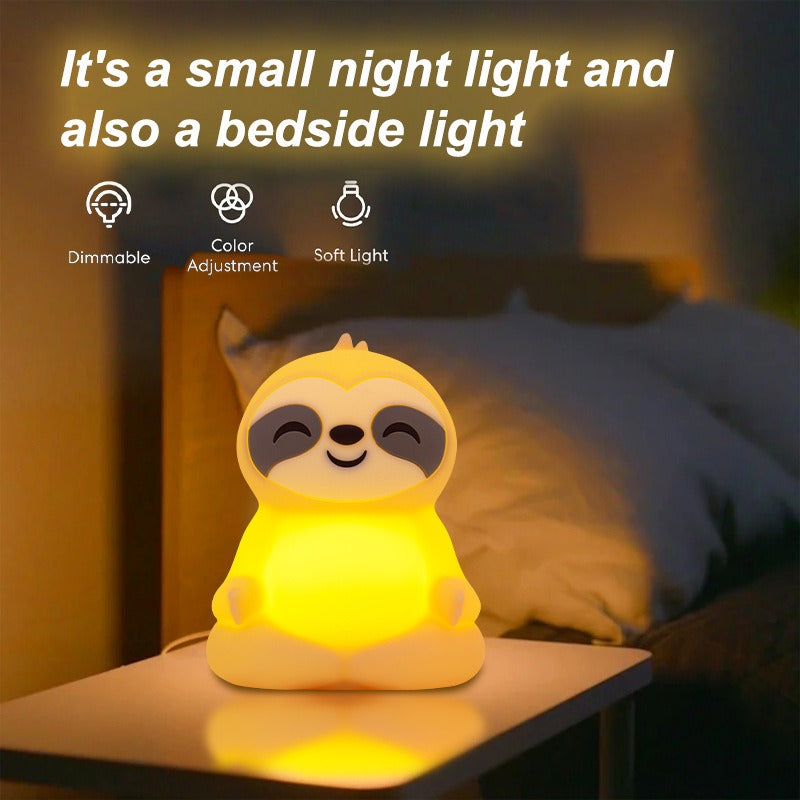Meditating Sloth Squishy Silicone Calm Glow Night Light Sitting Pose Lamp Perfect Gift