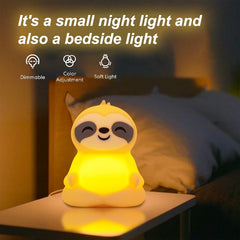 Huggwaii Meditating Sloth Squishy Silicone  Calm Glow Night Light Sitting Pose Lamp Perfect Gift