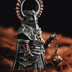 Kreuzritter-Figur, abnehmbarer Bronze-Stierhelm Ritter-Statuen-Set