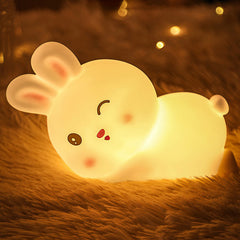 Lazy Bunny Silicone Squishy Night Light Cute Lying Rabbit LED Lamp Perfect Gift