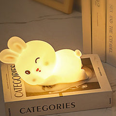 Lazy Bunny Silicone Squishy Night Light Cute Lying Rabbit LED Lamp Perfect Gift