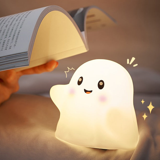 Cute Ghost Halloween Squishy Silicone Night Light Soft Glow 13 Types Fun Sounds Perfect Gift