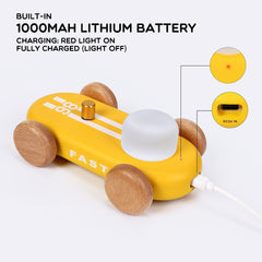 GOOD KART NIGHT LIGHT – Wooden Go Kart LED Table Lamp with RGB & Warm Light, Dimmable Bedside Ambient Light, Rechargeable Decorative Night Lamp