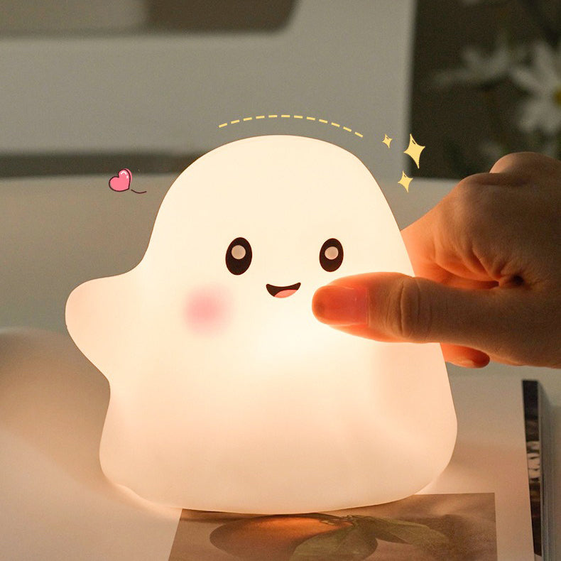 Cute Ghost Halloween Squishy Silicone Night Light Soft Glow 13 Types Fun Sounds Perfect Gift