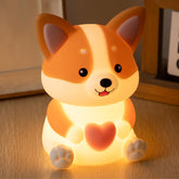 Corgi with Heart Silicone Night Light Cute Puppy Paw Pads Cozy Decor Perfect Gift