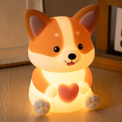 Corgi with Heart Silicone Night Light Cute Puppy Paw Pads Cozy Decor Perfect Gift