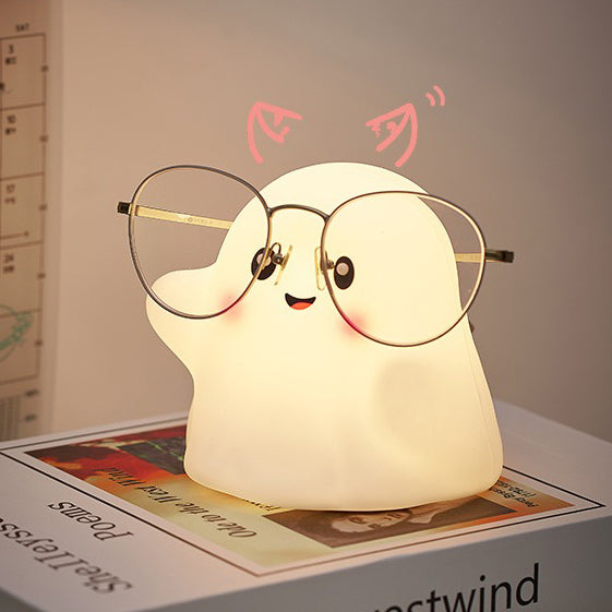 Cute Ghost Halloween Squishy Silicone Night Light Soft Glow 13 Types Fun Sounds Perfect Gift