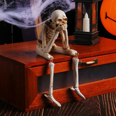 3 Skeleton Figurines No See Hear Speak Resin Gothic Skeleton Statues with Movable Legs