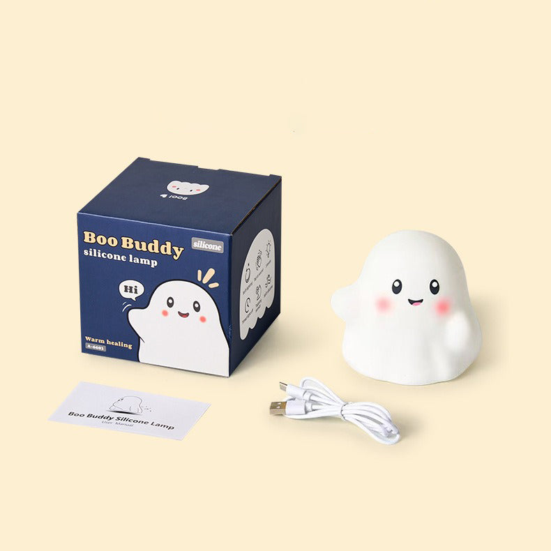 Cute Ghost Halloween Squishy Silicone Night Light Soft Glow 13 Types Fun Sounds Perfect Gift
