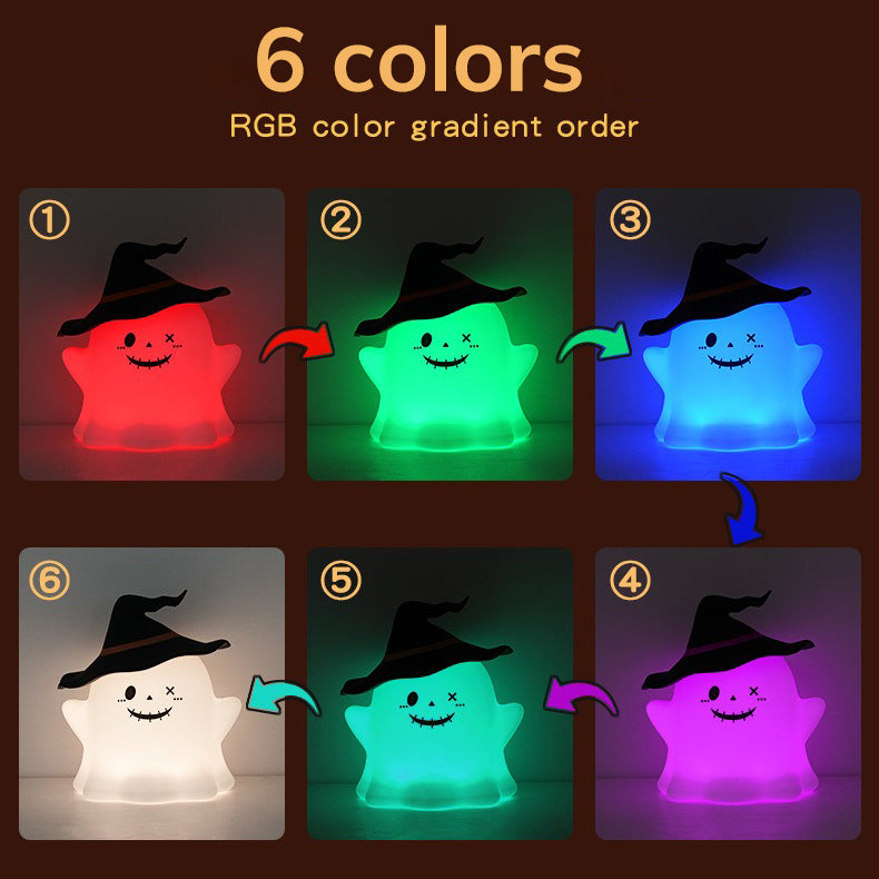 Ghost Halloween Silicone Night Light Witch Hat Cute Spooky Lamp Holiday Gift Ghost Halloween Silicone Night Light Witch Hat Cute Spooky Lamp Holiday Gift