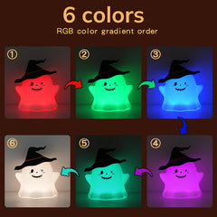Ghost Halloween Silicone Night Light Witch Hat Cute Spooky Lamp Holiday Gift