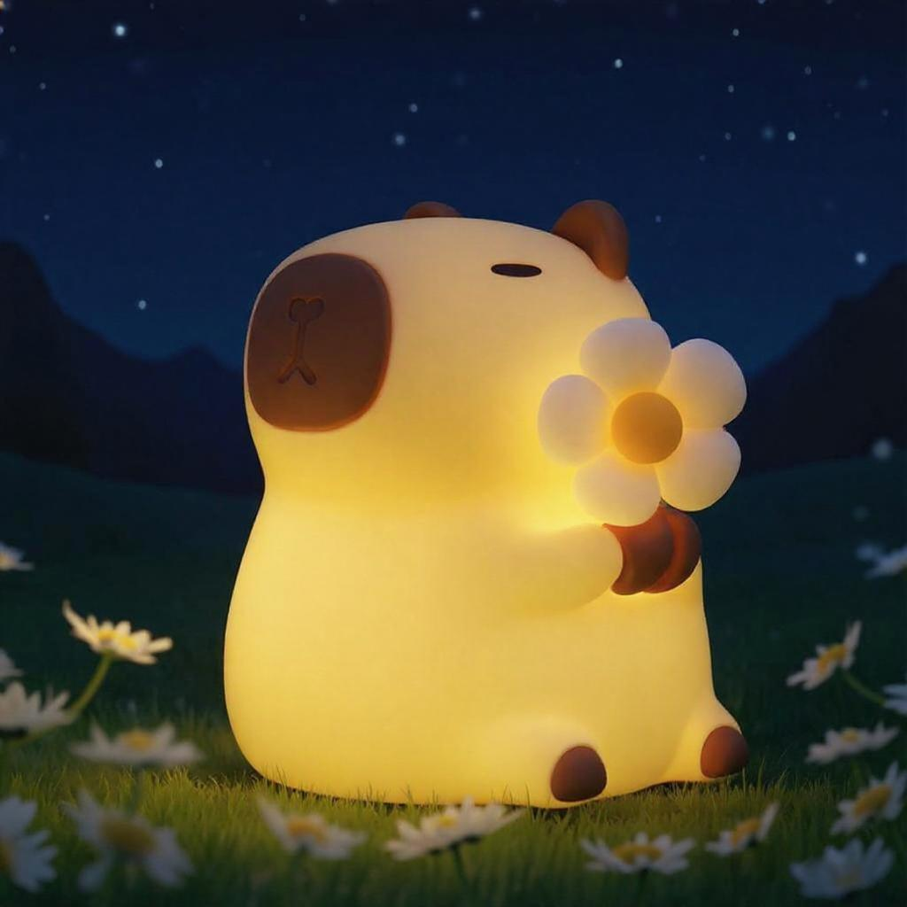 Veilleuse en silicone souple en forme de fleur de Capybara – Cadeau idéal pour les enfants et les filles