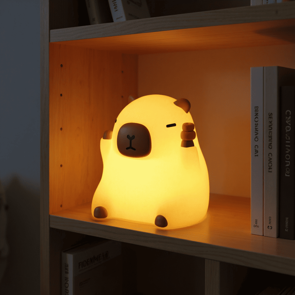 Capybara with Oranges Funny Sitting Silicone Squishy Night Light Perfect Gift