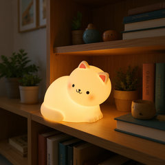 MeWaii® White Kitten Squishy Silicone Animal Night Light Soft Glow Perfect Gift