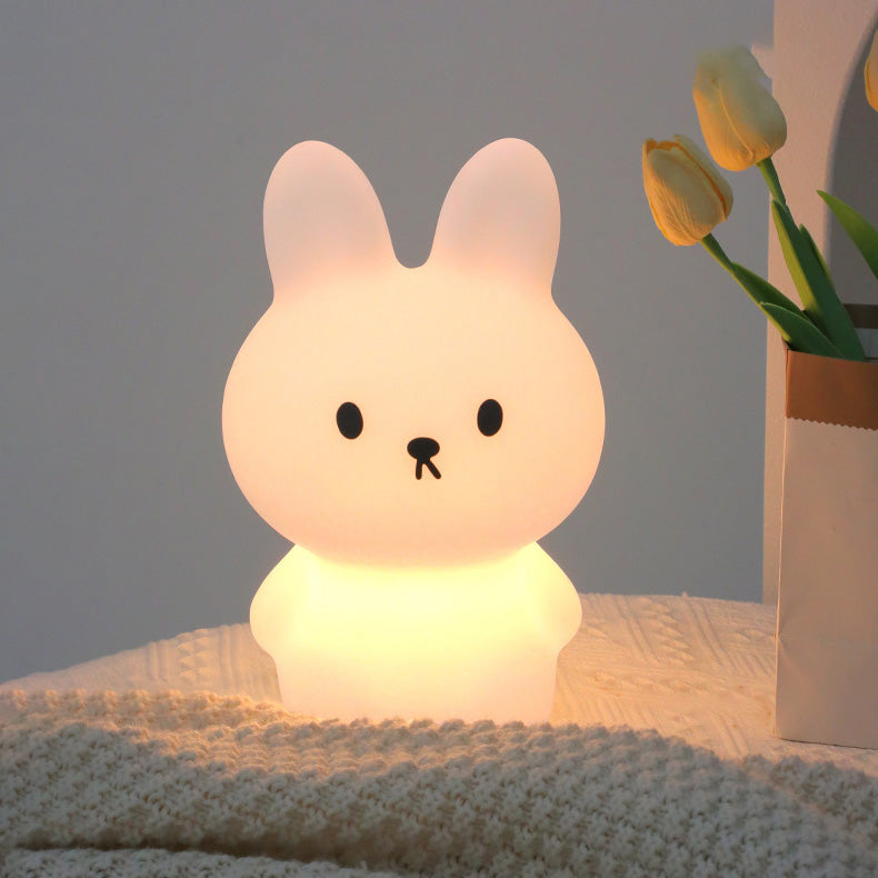 Bunny Night Light Big Head Bouncy Ears Silicone Squishy Bedside Decor Perfect Gift