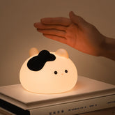 Squishy Silicone Cow Cat With Hat LED Night Light - Perfect Gift for Kids and Girls