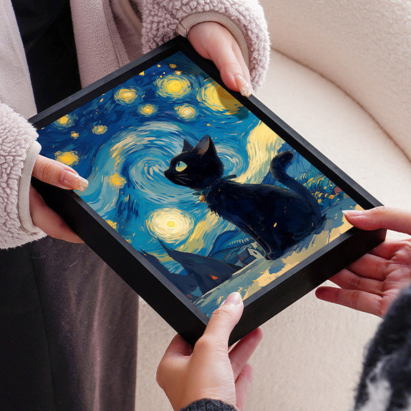 Cat Painting Night Light with Bluetooth Speaker Plug-in LED Art Frame for Bedroom Desk or Gift Cat Painting Night Light with Bluetooth Speaker Plug-in LED Art Frame for Bedroom Desk or Gift
