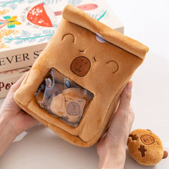 Capy Bread Bag with 4 Mini Capy Plush Cute Gift