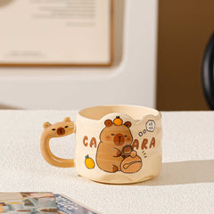 Chubby Capy Ceramic Mug, Cute Stackable Capybara Coffee Cup for Students & Gifts