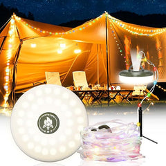 RGB Camping Lights Disk Light with Retractable LED Strip Magnetic & Portable