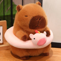 8" Capybara Plush Toy, Swim Ring, Soft Cute Capybara Stuffed Animal Gift