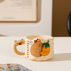 Chubby Capy Ceramic Mug, Cute Stackable Capybara Coffee Cup for Students & Gifts