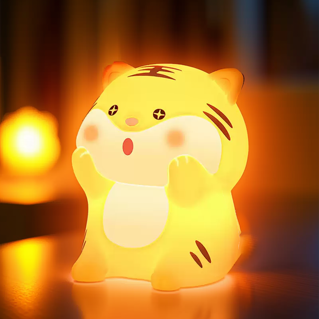 Squishy Silicone Tiger LED Night Light - Perfect Gift for Kids and Girls