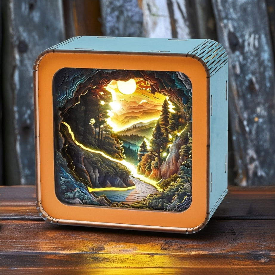 Puzzle 3D en bois, veilleuse coucher de soleil, décoration DIY - Cadeau créatif idéal