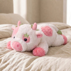 MeWaii® Strawberry Cow Weighted Stuffed Animal with Microwavable Heating Pad