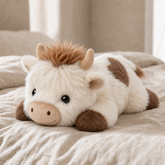 MeWaii® Braune Kuh, flauschiges langhaariges Gewichtskuscheltier