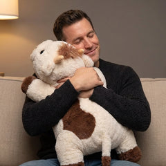 MeWaii® 5lbs Cow Weighted Stuffed Animal – Microwavable Plush Heating Pad for Removable Inner Pad, Best Gift Kids & Adults