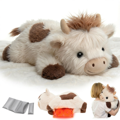 MeWaii® Brown Cow Fuzzy Long Haired Weighted Stuffed Animal