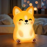 MeWaii® Corgi Welpe Entzückendes, quetschbares Silikon LED Nachtlicht - Perfektes Geschenk für Kinder und Mädchen
