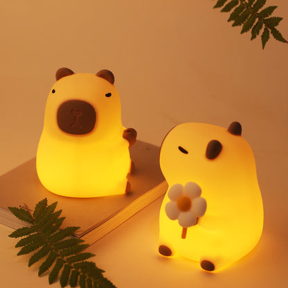 Veilleuse en silicone souple en forme de fleur de Capybara – Cadeau idéal pour les enfants et les filles