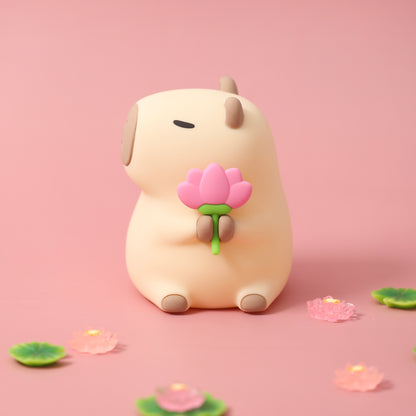 Veilleuse en silicone souple en forme de fleur de Capybara – Cadeau idéal pour les enfants et les filles