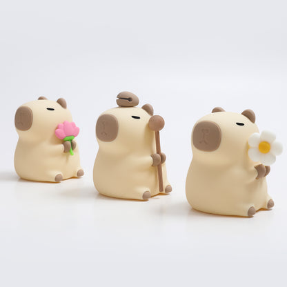 Veilleuse en silicone souple en forme de fleur de Capybara – Cadeau idéal pour les enfants et les filles