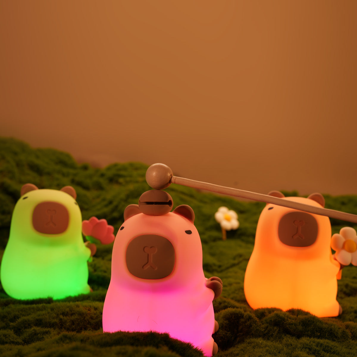 Veilleuse en silicone souple en forme de fleur de Capybara – Cadeau idéal pour les enfants et les filles